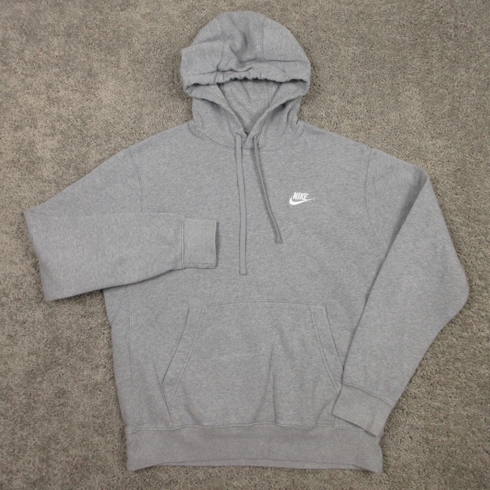Nike Sweater Mens Medium Gray Sportswear Club Fleece Pullover Hoodie Sweatshirt